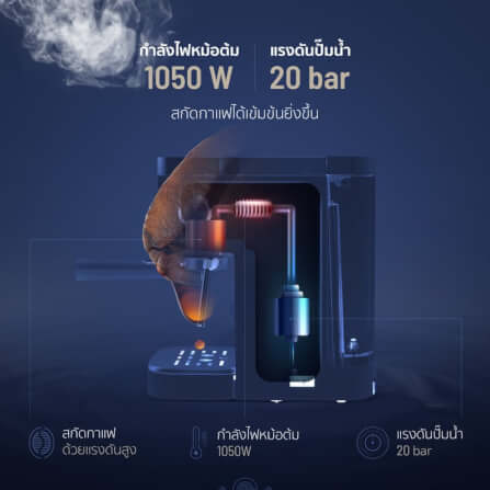 เครื่องชงกาแฟแรงดัน ALECTRIC รุ่น AATTE ONE สีครีม_5